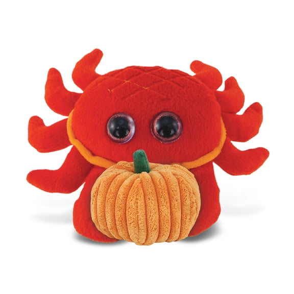 DolliBu Big Eye Red Crab Stuffed Animal with Pumpkin Plush Decor - Crab Pumpkin Plush Animal for Fall, Halloween and Thanksgiving, Pumpkin Plush Toy for Baby, Kids, Adults - 6 Inches