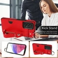 thumbnail image 3 of for Samsung Galaxy A53 5G Back Case with Wristband Card Holder Drop Protective Cover with Stand PU Leather All-round Shockproof Finger Ring Snap Bracket Design for Samsung Galaxy A53 5G, Red, 3 of 10