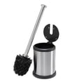 thumbnail image 2 of Bath Bliss Self Closing Lid Toilet Brush and Holder with 2 Pack Replacement Brushes in Stainless Steel, 2 of 4