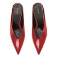 thumbnail image 4 of YDN Women Classic Closed Pointed Toe Slip On Clogs Kitten Low Heels V Cut Mules Comfortable Shopping Dressy Slides Sandals Size 12 Red, 4 of 4