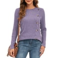 thumbnail image 4 of JuneFish Women's Long Sleeve Tunic Tops Casual Tshirts Loose Crewneck Buttons Side Pullover Sweaters Fall Comfy Split, 4 of 6