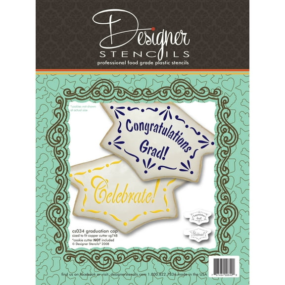 Graduation Cap Cookie Stencil Set (no cutter) by Designer Stencils