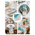 thumbnail image 4 of Hokiten Kitchen Dinner Napkins Set of 6 Teal Waves Coastal Cloth Napkins Reusable Washable Table Napkins for Weddings Cocktail Parties Holiday Table Decor 20x20 Inch, 4 of 8