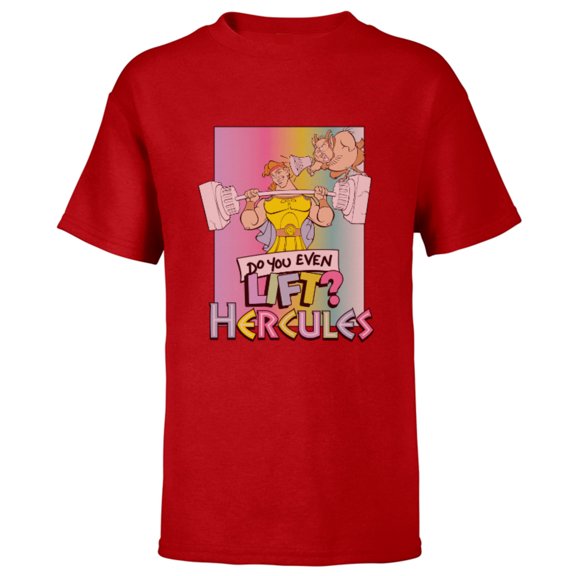 Disney Hercules Do You Even Lift 90s - Short Sleeve T-Shirt for Kids – Customized-Red