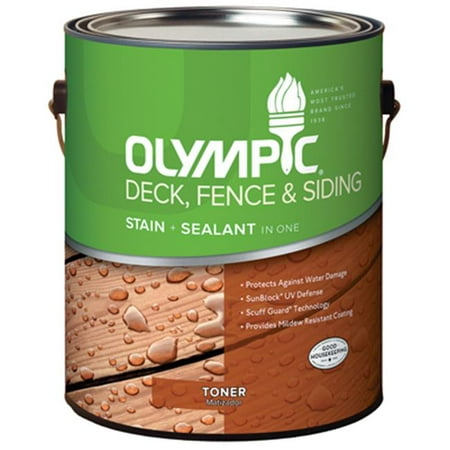 Olympic 59003A-01 Gallon Cedar, Acrylic Oil Fence & Siding Stain & Sealant In One (Best Clear Coat For Cedar Fence)