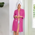 thumbnail image 5 of Zipper Robes for Women Lightweight Loose Fit Womens Bathrobe Zipper Front 3/4 Sleeve Knee Length Casual Sleepwear Nightgown with Pockets Hot Pink M, 5 of 6