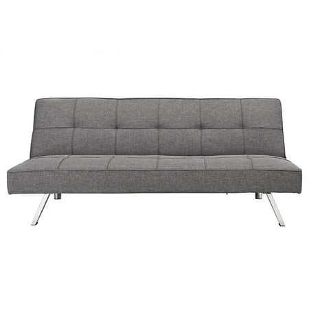 Dhp Zoe Convertible Futon Sofa Bed Linen Upholstery Grey