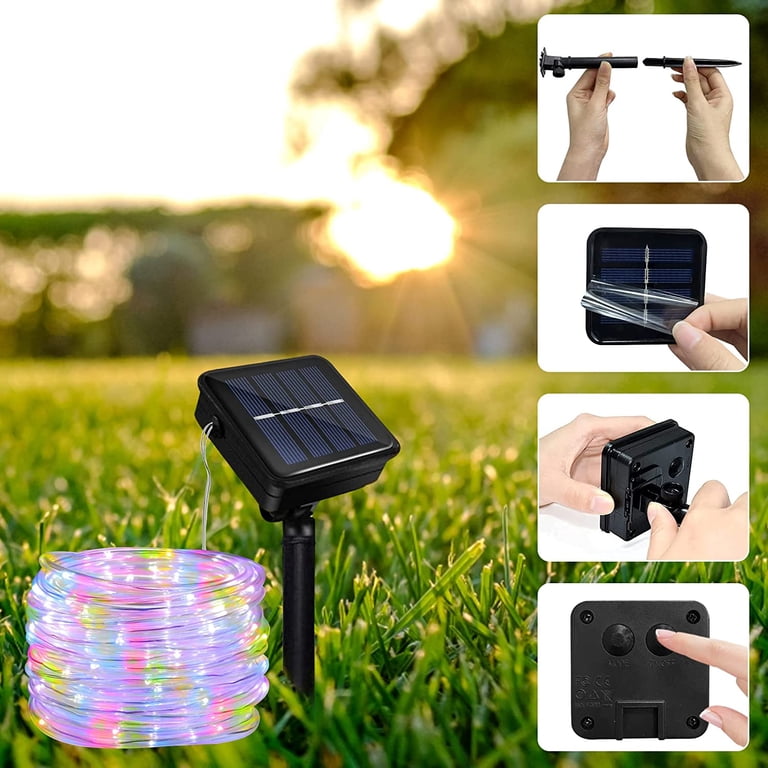 39ft Solar Rope Lights Outdoor – Waterproof LED Fairy String Lights For Garden, Party, Decoration