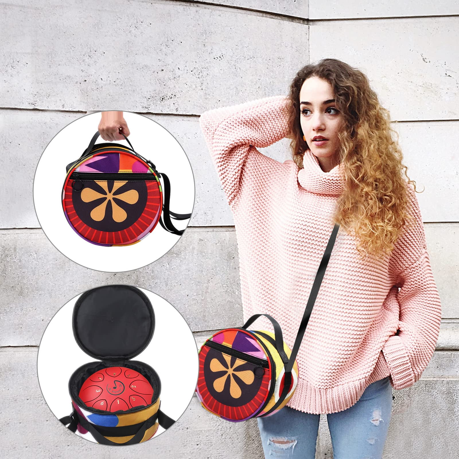 EVERJOYS Steel Tongue Drum, 8 Notes 6 Inches C-Key Handpan Drum Percussion Instrument w/Gig Bag, Music Book and Mallets for Beginner Meditation Healing Concert Yoga Steel Drum,Red