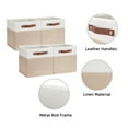 thumbnail image 7 of ANLEM Fabric Storage Baskets Cubes Bins for Shelves, 11 x11 Foldable Storage Bins, Decorative Storage Basket with Leather Handles for Storage Clothes Home Nursery(White Beige-4Pack), 7 of 7