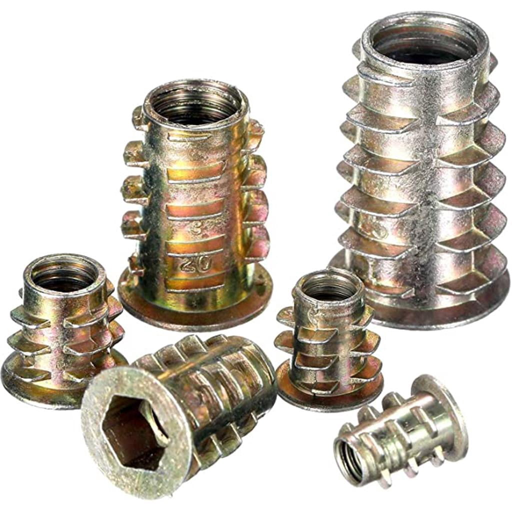 FVDPWYE 100x Lot Self-Tapping Insert Nuts Metal Screw Nuts For Furniture Wood Hardware