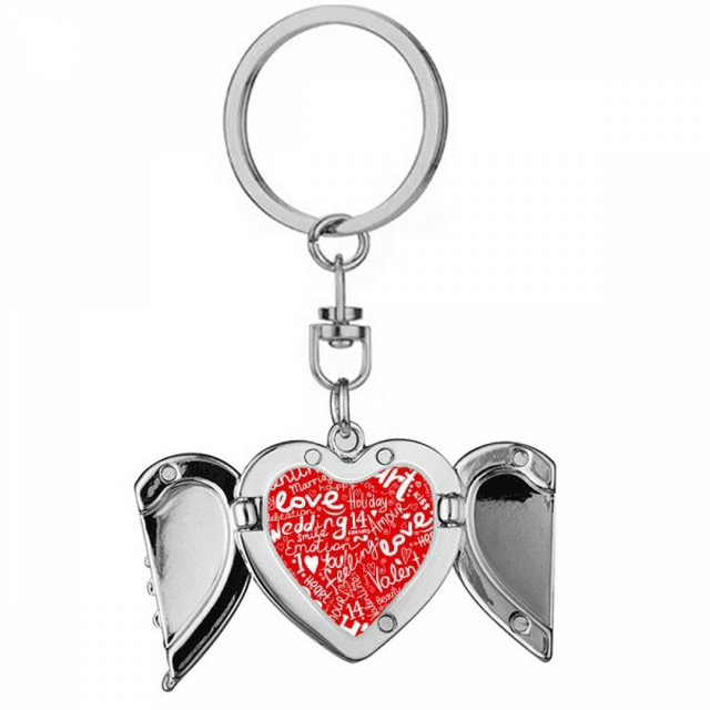 Love Marriage Celebration Valentine's Day Heart Angel Wing Key Chain Holder