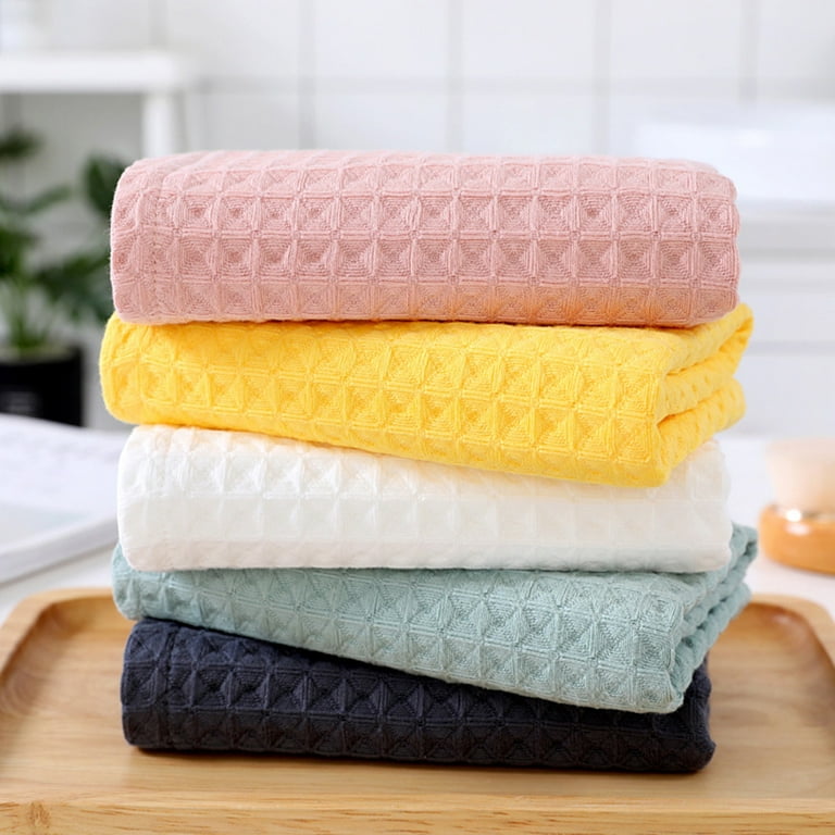Grofry Comfortable Bath Towel Easy Drying Pure Cotton Super Absorbent Thin Body Washcloth Bathroom Supplies White