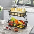 thumbnail image 6 of Freaswind 2 Tier Black Countertop Fruit Basket Bowl for Kitchen Metal Wire Storage Rack Fruits Stand Holder Organizer for Bread Snack Veggies, 6 of 9