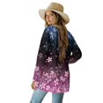 thumbnail image 3 of SCRAWLGOD Galaxy Cherry Blossom Long Cardigan Jackets for Women Trendy Outfits for Women Going Out Long Sleeve Cardigan Sweatshirts with No Hood Elastic Women's Cardigan Sweaters Dressy Size S, 3 of 7