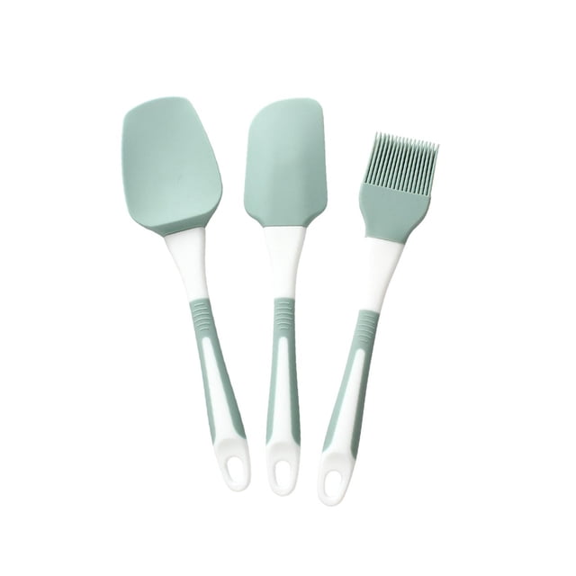Leodye 3 Piece Silicone Baking Set - Spatula + Oil Brush, Heat-resistant Kitchen Tools