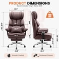 thumbnail image 2 of CoolHut Big and Tall Office Chair 400LBS, Adjustable Headrest Ergonomic Computer Desk Chair, Executive Leather Chair with Adjustable Armrest, High Back Office Chair Havy Duty Design, Coffee, 2 of 8