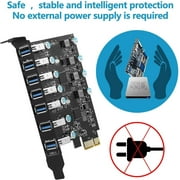 YEELIYA USB 3.0 PCIe Expansion Card 7-Port PCI Express USB Add in Card 5Gbps USB 3.0 PCI Express Expansion Card Internal USB3 Hub Converter for Desktop PC Windows XP 7/8/8.1 MAC OS 10.8.2