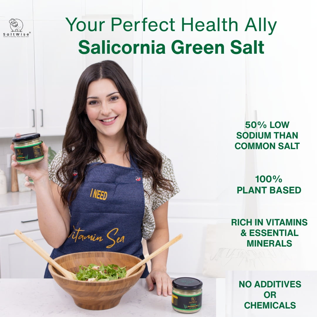 SaltWise Low Sodium Green Salicornia Salt, Plant-Based, 14.1 oz (400g)