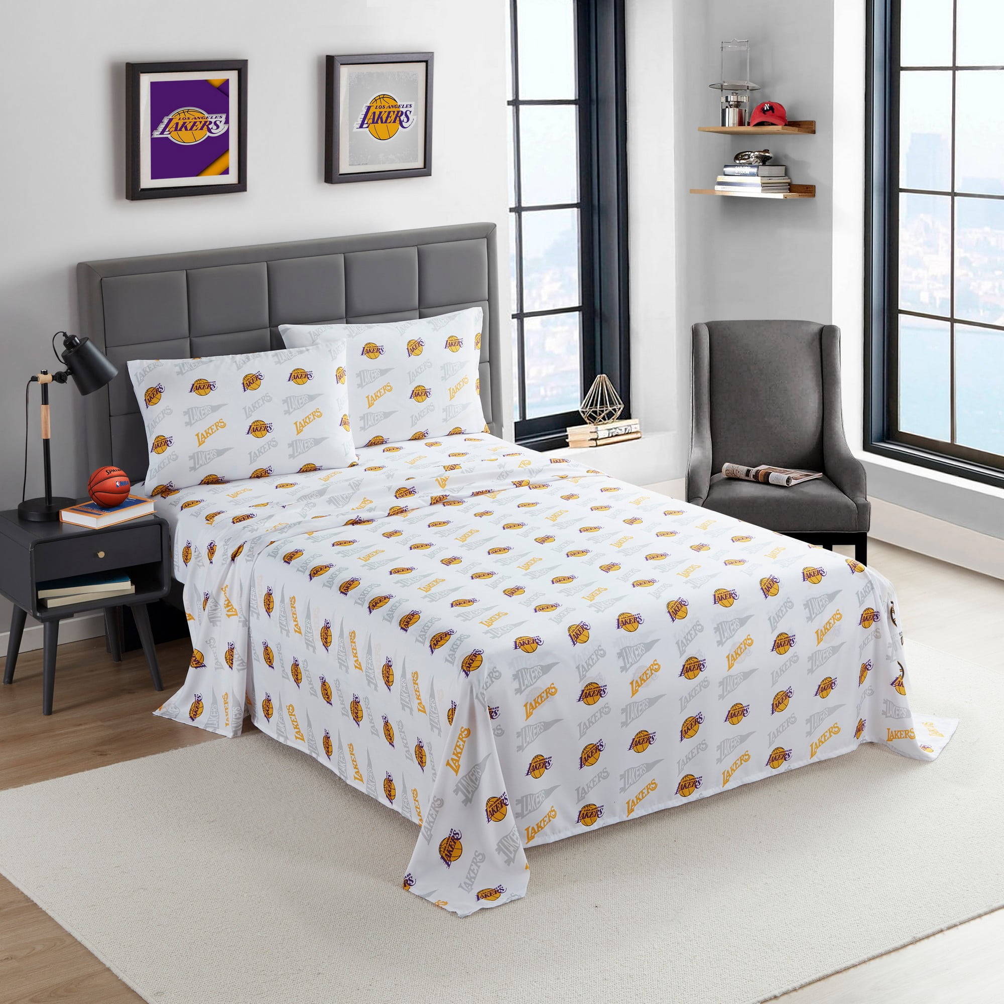 NBA Officially Licensed Los Angeles Lakers Microfiber Bed Sheet Set - Full