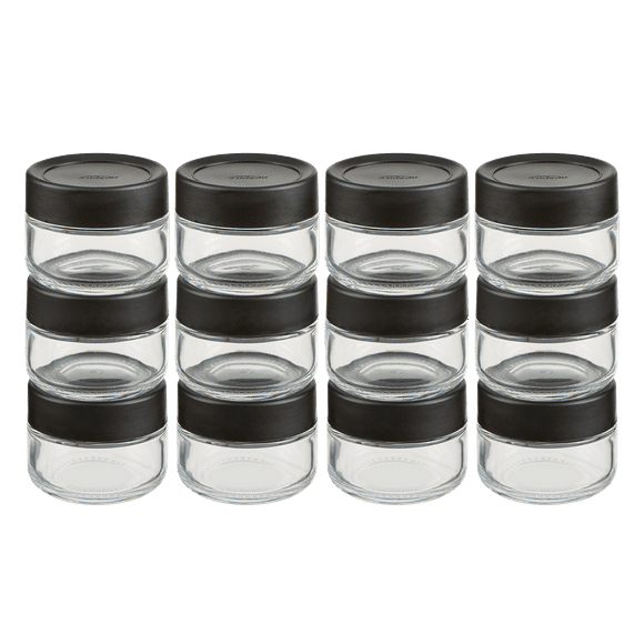 Trudeau STAK Set of 12 Small Glass Spice Storage Jars, 85ml
