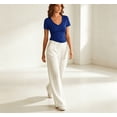 thumbnail image 6 of APEXFWDT Women's Fitted Basic T-Shirt Short Sleeve V Neck Tees,L,Blue, 6 of 7
