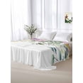 thumbnail image 5 of Eucalyptus Flower Full Size Flat Sheet, Wrinkleproof & Fadeproof Cooling Flat Bed Sheet Only, Sage Green Botanical Boho Leaf Pink Breathable Soft Bedding Top Sheets 81 x 96 Inches, 5 of 8