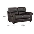 thumbnail image 4 of 63 Inch Loveseat, Dark Brown Top Grain and Faux Leather, Solid Wood, 4 of 7