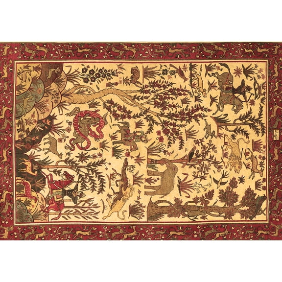 Ahgly Company Indoor Rectangle Animal Brown Traditional Area Rugs, 8' x 10'