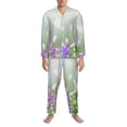 thumbnail image 3 of Hirioo Purple Butterfly On Wild for Men's Pajama Sets 2 Piece Pjs Men's Long-Sleeved Pajama Set Button Down Sleepwear,S-XXL-Large, 3 of 7
