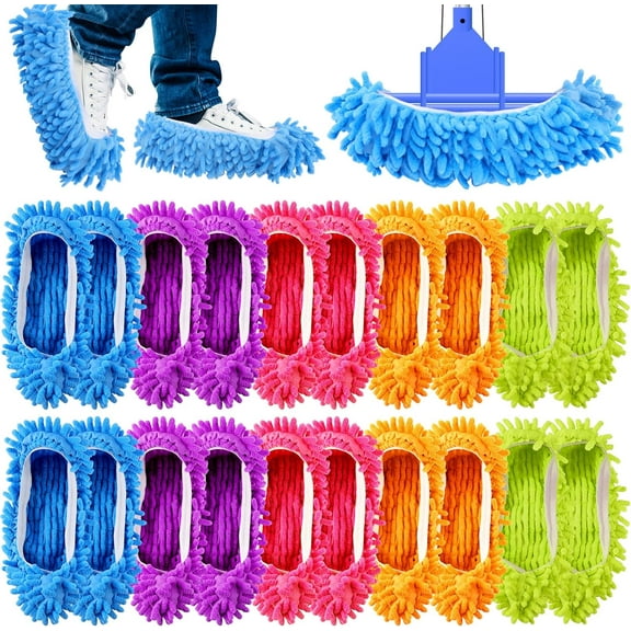 20PCS Mop Slippers,Mop Socks for Floor Cleaning,Washable Reusable Mop Shoes,Microfiber Shoes Cover Cleaning Slippers,Multi Function Soft Dusting Slippers for Women Men House Office Bathroom Kitchen
