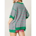 thumbnail image 4 of Half Sleeve Womens Oversized T Shirts Striped Color Block Cotton Tops Loose Fit Crewneck Sweatshirts, 4 of 5