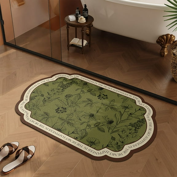 Fmbmuo Oval Bathroom Rugs Water Resistant Modern Flat Pile Bathroom Rugs Silica gel 15.8x23.6in D
