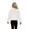 thumbnail image 5 of Women's White Studded Cropped Denim Jacket Casual Long Sleeve Trucker Outerwear, 5 of 8