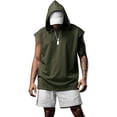 thumbnail image 4 of Camisetas sin mangas con capucha para entrenamiento de hombres, camisetas verdes para culturismo y musculación, camisetas sin mangas para gimnasio, 4 of 6