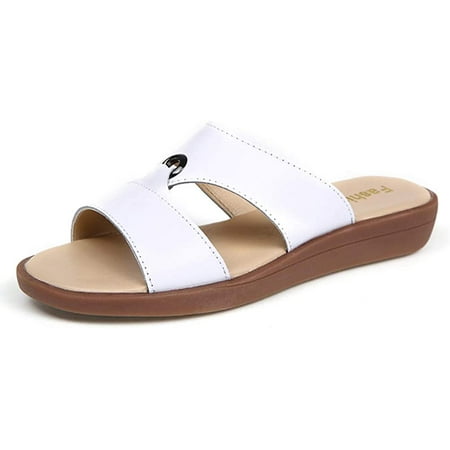 

PIKADINGNIS Women Wedge Sandals Two Band Platform Slides Wavy Sole Slippers Open Toe