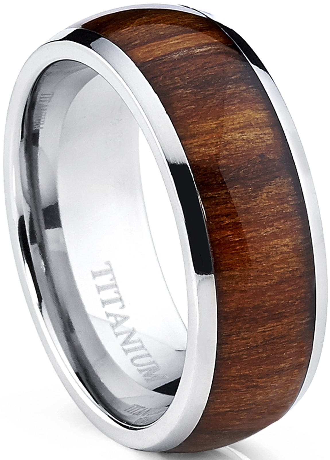 Wooden Wedding Band Engagement Ring Womens Ring Nature Ring Titanium Ring with Malachite and Snake Wood Inlay Mens Band