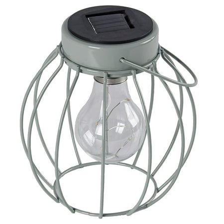 

1pc Solar Power Iron Art Portable Waterproof Lantern Light Lamp Hollow out Bulb Lantern for Decor (Light Color Warm White Random