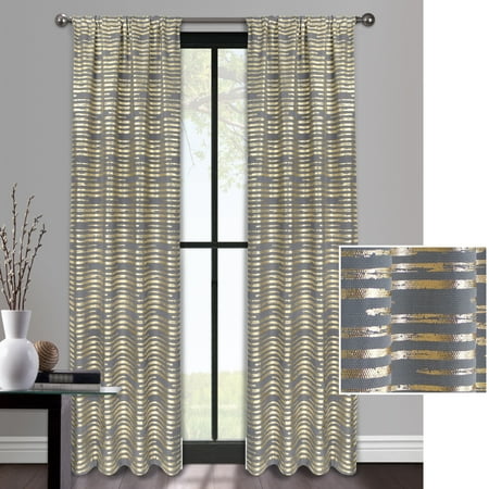 Mainstays Mirage Stripe Metallic Gold Or Silver Window Curtain