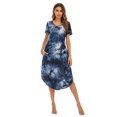 thumbnail image 1 of Chemises de Nuit à Manches Courtes pour Femmes, Col en V, Longueur Complète, Grande Taille, 1 of 5