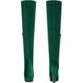 thumbnail image 2 of BLISSFUL STEP Women's Boots Faux Velvet Over The Knee Platform Round Toe Chunky Heel Boots  Green 6.5, 2 of 7