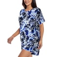 thumbnail image 2 of Lsque Blue Lightning2 Women's Short-Sleeved Pajama Set - 2 Piece Soft and Lightweight Sleepwear Set-Medium, 2 of 9