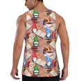 thumbnail image 3 of Fotbe Gnomes Books Tea Cups Pattern Men's Quick Dry Workout Tank Top Gym Muscle Tee Fitness Bodybuilding Sleeveless T Shirt Breathable Workout Shirt-, 3 of 9