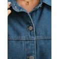 thumbnail image 5 of INSPIRE CHIC Women's Coat Denim Flat Collar Long Sleeve Button Down Casual Shacket with Pockets  L Dark Blue, 5 of 6