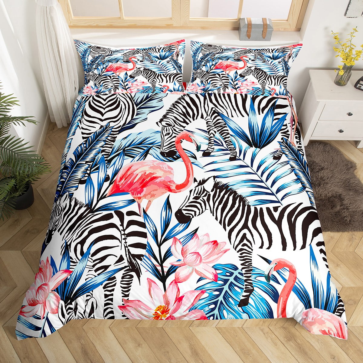 Flamingo Comforter Cover Queen Pink Flamingo Bedding for Girls Women