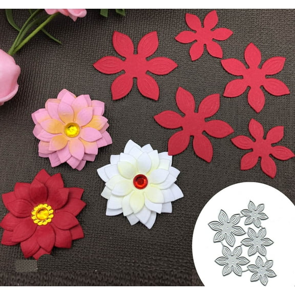 5Pcs Flowers Daisy Metal Die Cuts for Card Making,Spring Flower Leaf Card Cutting Dies Cut Stencils DIY Scrapbooking Album Decorative Embossing Paper Card Embossing Craft