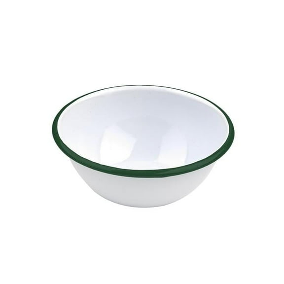 6.2 x 2.6 in. Rim Enamel Bowl, White with Green - 12 Piece