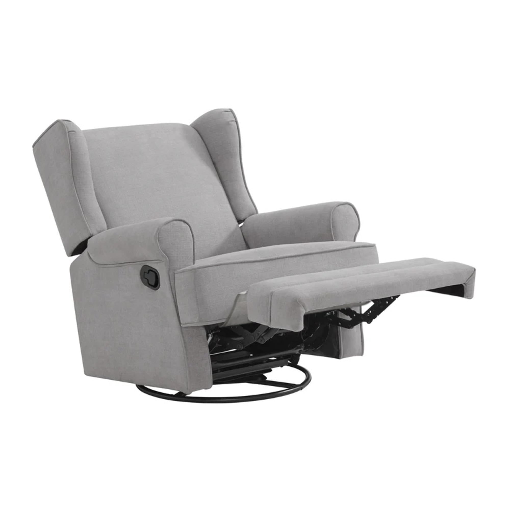 Oxford Baby Teegan Upholstered Glider Recliner Rocking Chair 360° Swivel for Nursery and Living Room – Gray​