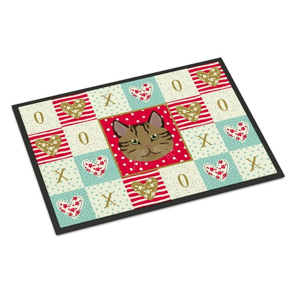 Carolines Treasures CK5159MAT Scottish Straight Cat Love Door Mat Indoor Rug or Outdoor Welcome Mat 18x27 Doormat 27"L x
