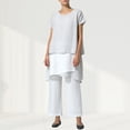 thumbnail image 3 of Camisa de manga corta de lino y algodón de corte holgado para mujer Top Sling Top Pants Daily Outfit FLhrweasw Nuevo, 3 of 8